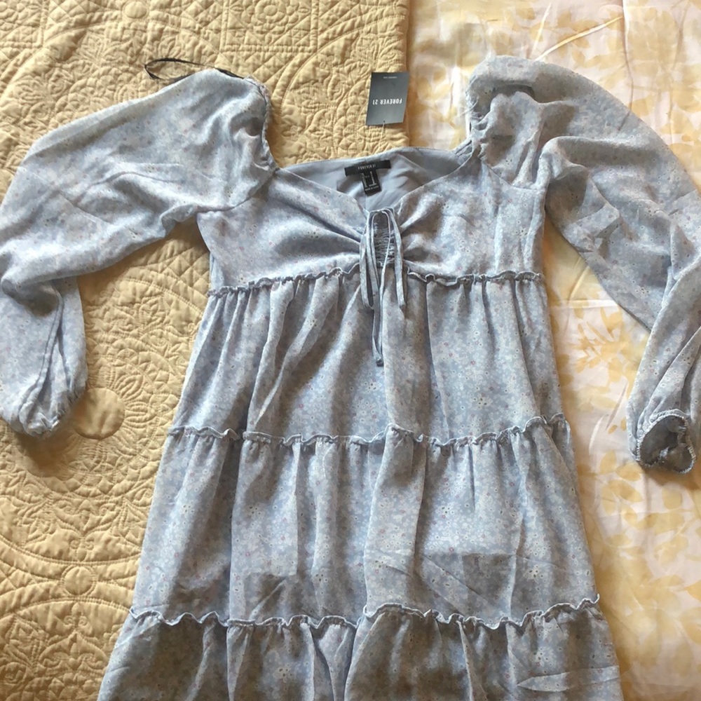 Light blue, long sleeve dress